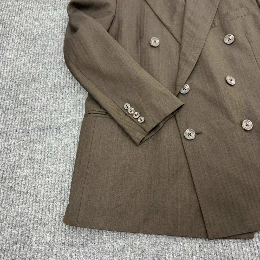 Vintage Polo Ralph Lauren Blazer Mens 41 Brown Virgin Wool Double Breasted - Picture 10 of 13